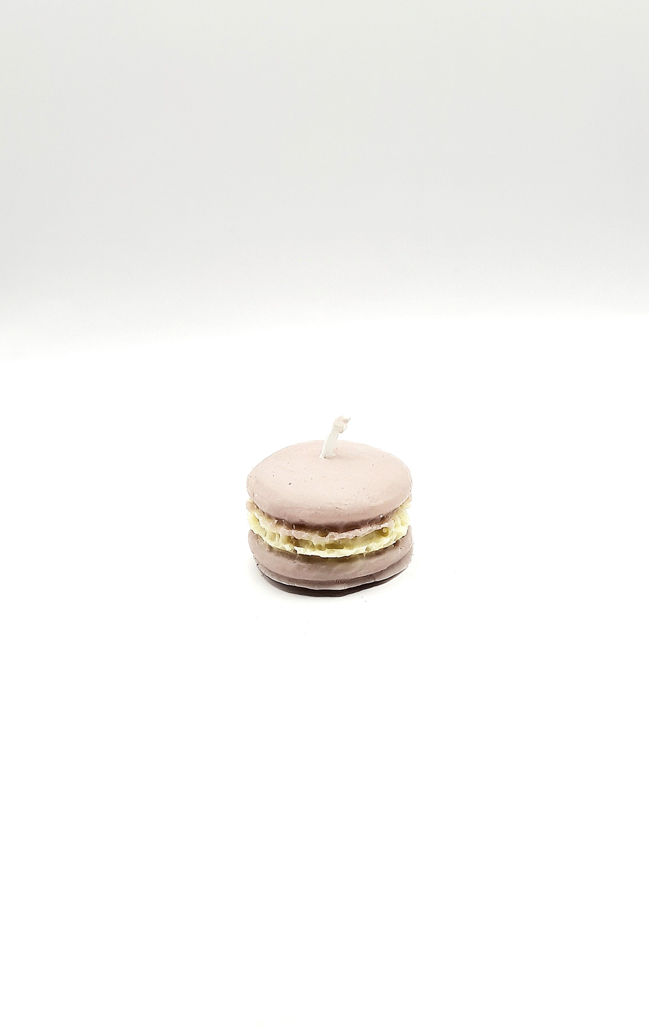 Macaron kaars sojawas bruin met geel