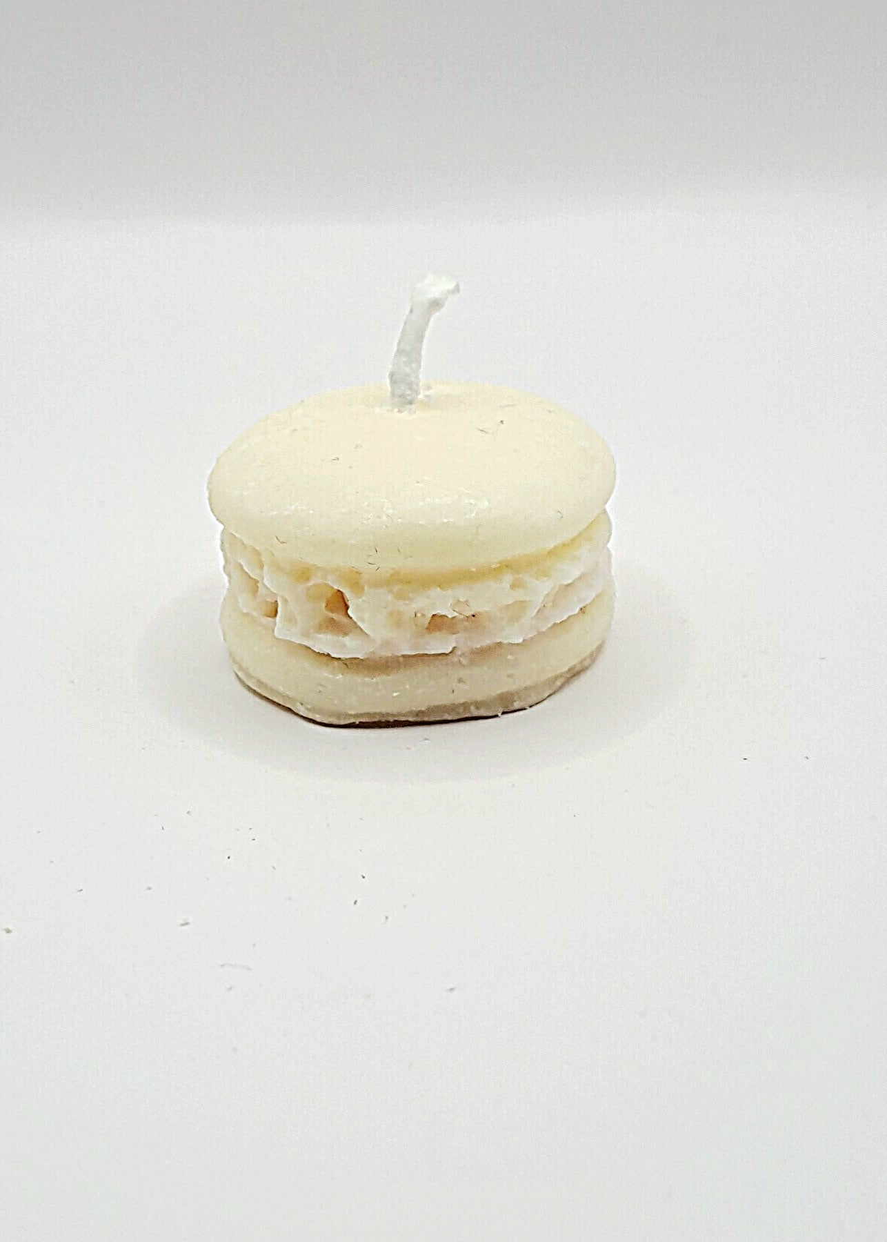 Macaron kaars sojawas vanille geel met wit