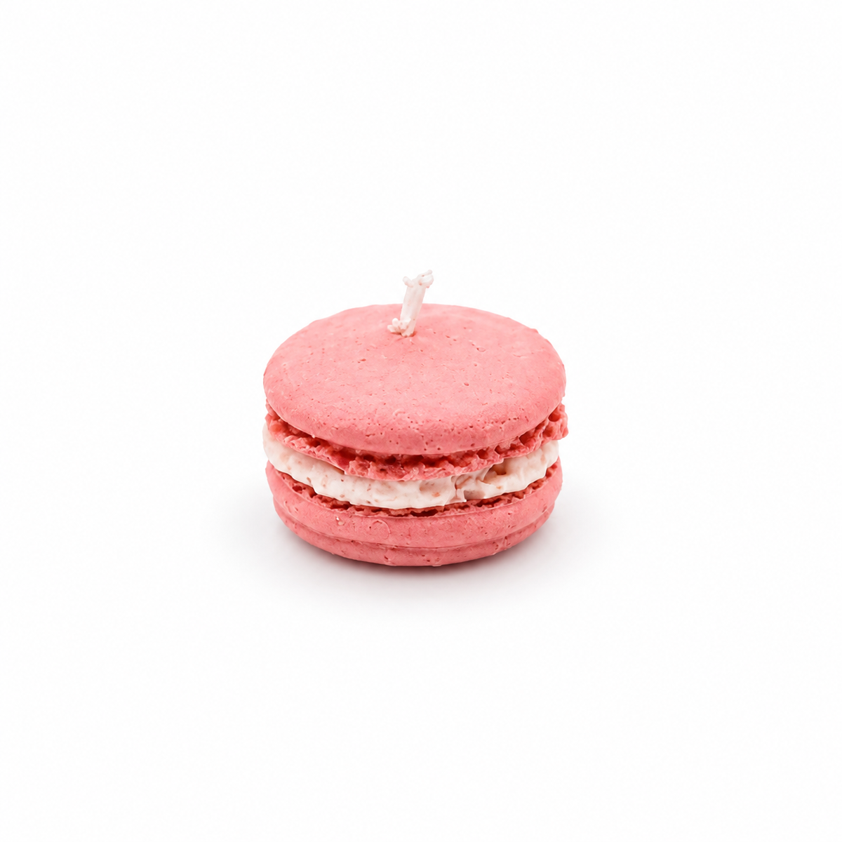 Macaron kaars sojawas rood met wit