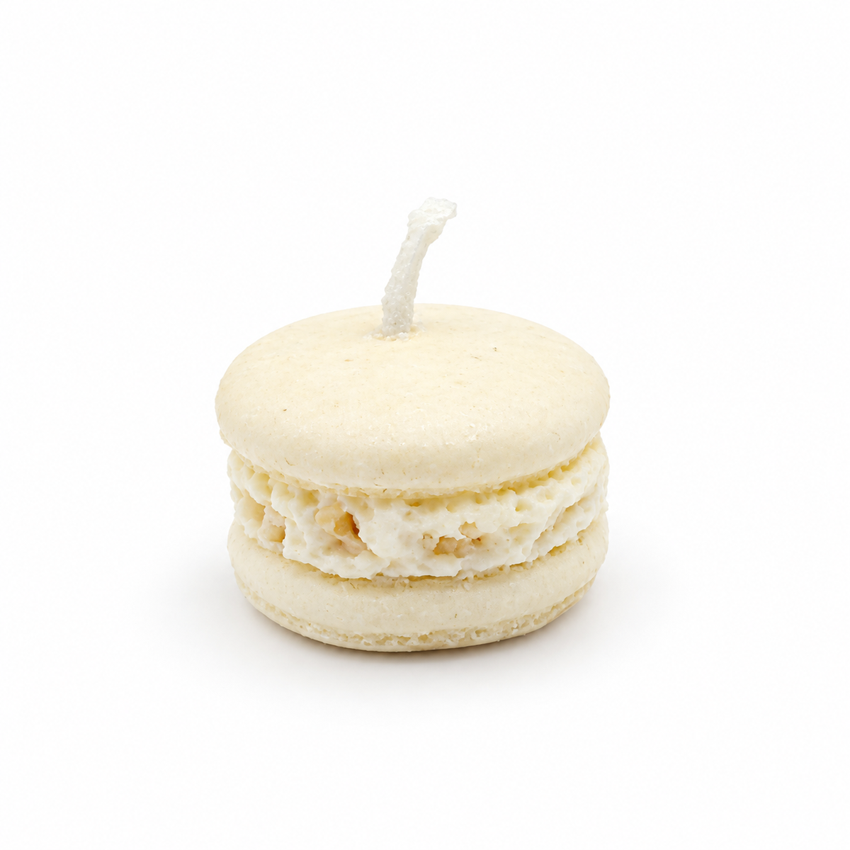 Macaron kaars sojawas vanille geel met wit